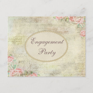 Perlen und Spitzen-Shabby Chic-Rose Verlobung Einladung