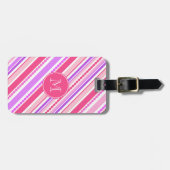 Perlen und Streifen rosa lila mit dem Namen Gepäck Gepäckanhänger (Vorderseite horizontal)