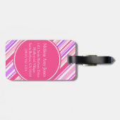 Perlen und Streifen rosa lila mit dem Namen Gepäck Gepäckanhänger (Rückseite horizontal)