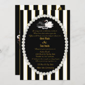 Perlen und Swans Black Stripe Hochzeit Einladung (Vorne/Hinten)