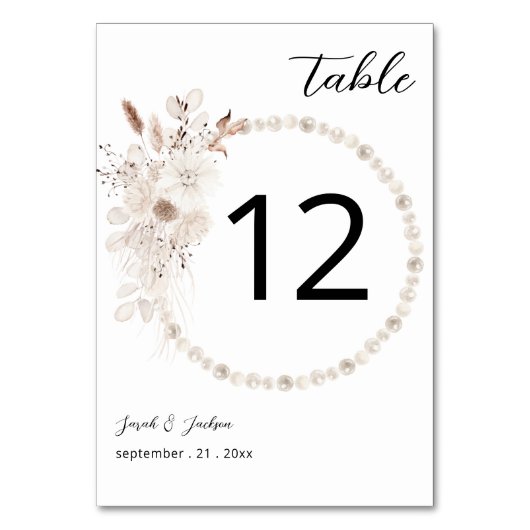Perlen und Weiße Tischnummer (Rückseite)
