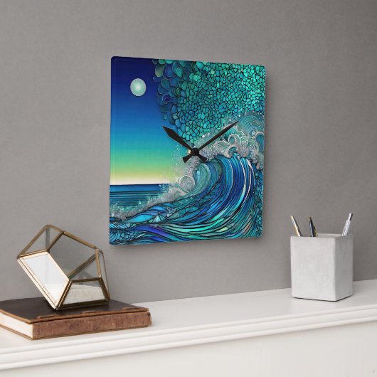 Perlen unter der Flut - Surreal Seascape Quadratische Wanduhr (Büro)