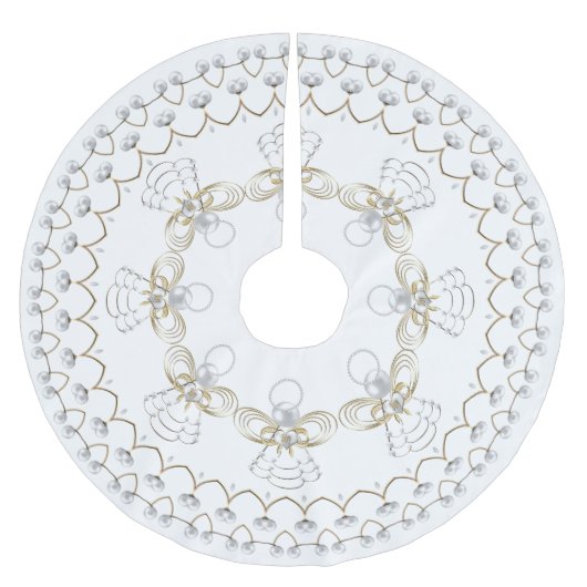 Perlen-Weihnachtsengel der Freude-Kreis-Gewohnheit Polyester Weihnachtsbaumdecke (Vorderseite)