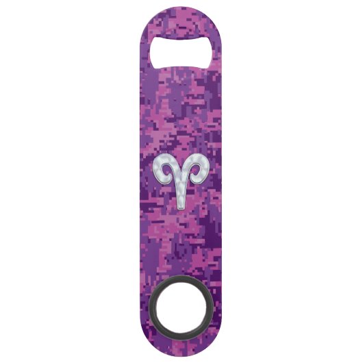 Perlen-Widder-Tierkreis-Zeichen auf rosa Speedflaschenöffner (Vorderseite)