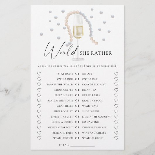 Perlen - Würde sie lieber Brautparty (Vorderseite)