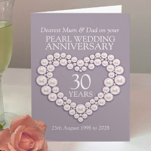 Perlen zur 30. Hochzeitsjubiläumskarte für Mutter  Karte