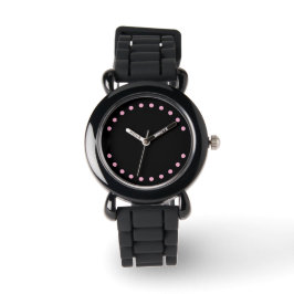 Perlenarmbanduhr (Schwarz & Pink) Armbanduhr