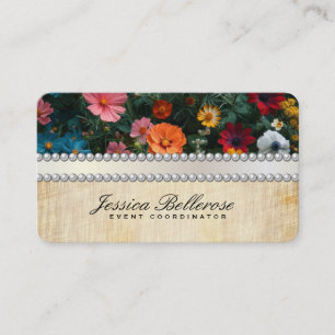Perlenband Elegante Blumen Vintage Visitenkarte