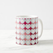 Perlenherzen auf rubinischem Hintergrund Kaffeetasse (VorderseiteRechts)
