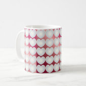 Perlenherzen auf rubinischem Hintergrund Kaffeetasse (Vorderseite Links)