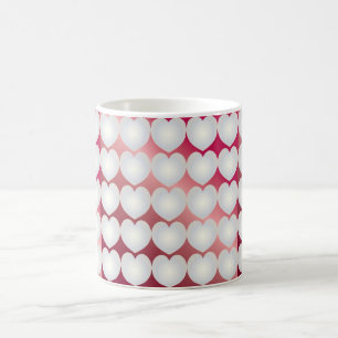 Perlenherzen auf rubinischem Hintergrund Kaffeetasse