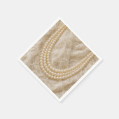 Perlenkette auf Elfenbeinspitze Serviette (Ecke)