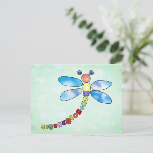 Perlenlibelle Postkarte (Stehend Vorderseite)