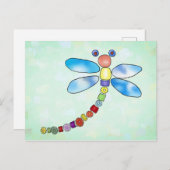 Perlenlibelle Postkarte (Vorne/Hinten)