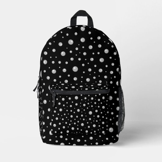 Perlenmuster auf schwarzem Hintergrund Bedruckter Rucksack (Vorderseite)