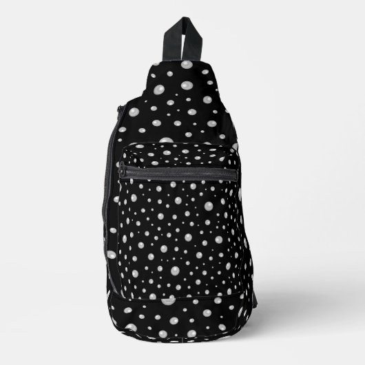 Perlenmuster auf schwarzem Hintergrund Crossbody Bag (Vorderseite)