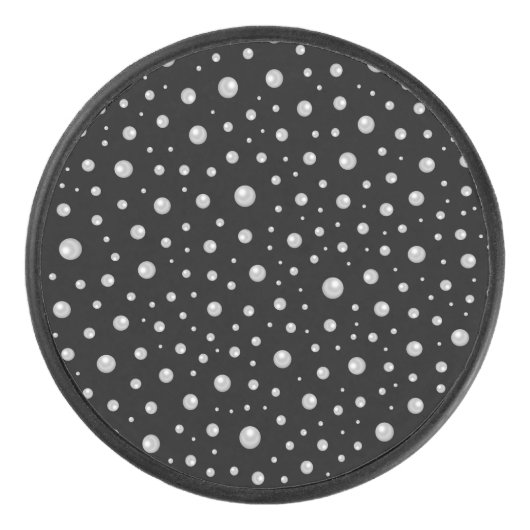 Perlenmuster auf schwarzem Hintergrund Eishockey Puck (Vorderseite)