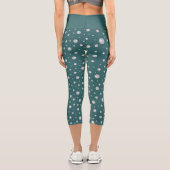 Perlenmuster auf transformierendem Türkis Hintergr Capri Leggings (Rückseite)