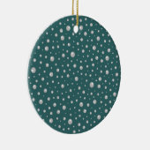 Perlenmuster auf transformierendem Türkis-Hintergr Keramik Ornament (Rechts)