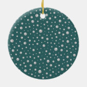 Perlenmuster auf transformierendem Türkis-Hintergr Keramik Ornament (Hinten)