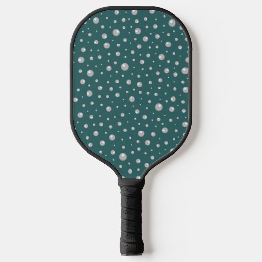 Perlenmuster auf transformierendem Türkis-Hintergr Pickleball Schläger (Vorderseite)