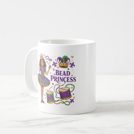 Perlenprinzessin - Mardi Gras Kaffeetasse (Vorderseite Links)