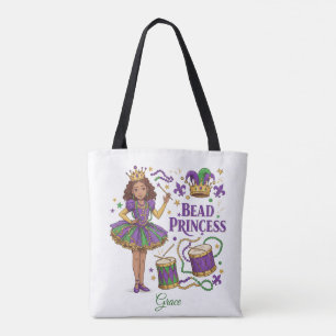 Perlenprinzessin personalisierter Text - Mardi Gra Tasche