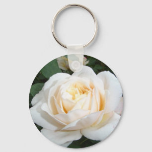 Perlenweiße Rose Schlüsselanhänger