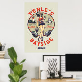 "Perle's Bayside Oyster Shack" Niedlich, Retro Sea Poster (Heimbüro)
