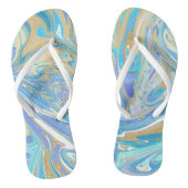 Perlescent Aqua & Gold flüssige Marmor Badesandalen (Fußbett)