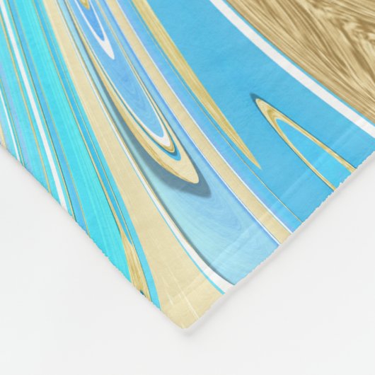Perlescent Aqua & Gold flüssige Marmor Fleecedecke (Ecke)