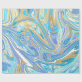 Perlescent Aqua & Gold flüssige Marmor Geschenkpapier (Flach)