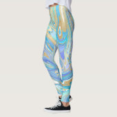 Perlescent Aqua & Gold flüssige Marmor Leggings (Links)