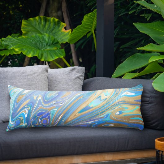 Perlescent Aqua & Gold flüssige Marmor Seitenschläferkissen