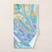 Perlescent Aqua & Gold Liquid Marmor & Monogram Badhandtuch Set (Handtuch)