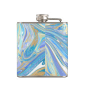 Perlescent Aqua & Gold Liquid Marmor & Monogram Flachmann (Rückseite)