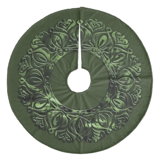 Perlfiligranrand grün mit jeder Farbe Fleece Weihnachtsbaumdecke (Vorderseite)