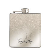 Perlfresser Glitzer ombre Metallic-Folie Monogramm Flachmann (Vorderseite)