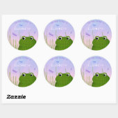 Perlfrosch-Buchschild mit Kindername Runder Aufkleber (Blatt)