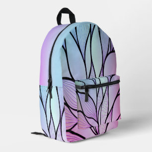 Perlglanz-Lila- und Himmelblau-Farnmuster Bedruckter Rucksack
