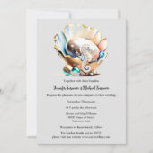 Perlglanz Muschel Seepferd Fantasy Bubbles Strand Einladung (Vorderseite)