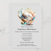 Perlglanz Muschel Seepferd Fantasy Bubbles Strand Einladung (Vorne/Hinten)