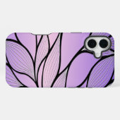 Perlglanz-Violett Kreative Blattmuster iPhone Hülle (Rückseite (Horizontal))