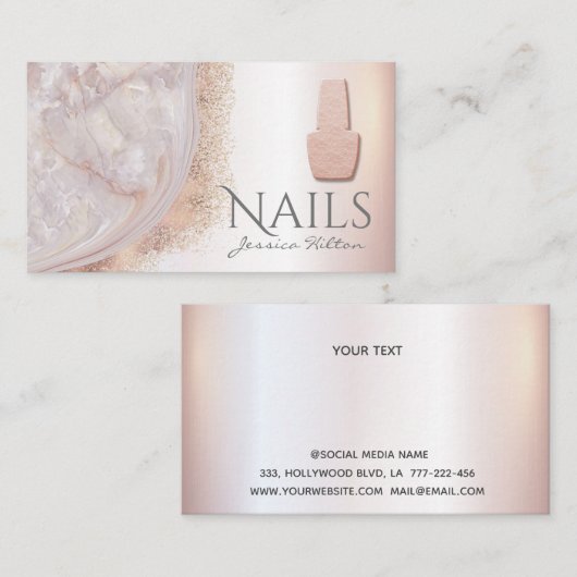 Perlgold Rose Nagelsalon Visitenkarte (Vorne/Hinten)