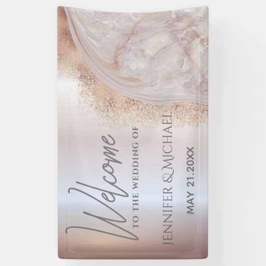 Perlgoldmarmor der Rose agate Kalligraphie Banner (Vertikal)