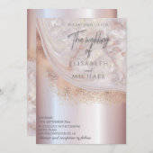 Perlgoldmarmor der Rose agate Kalligraphie Einladung (Vorne/Hinten)