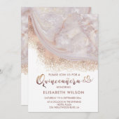 Perlgoldmarmor der Rose agate Kalligraphie Einladung (Vorne/Hinten)