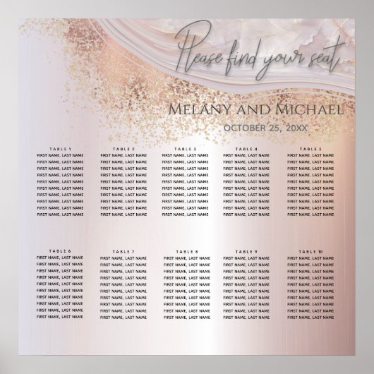 Perlgoldmarmor der Rose agate Kalligraphie Poster (Vorne)