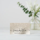 Perlgras-Glitzer-Elfenbein-Ober-Gold Visitenkarte (Stehend Vorderseite)