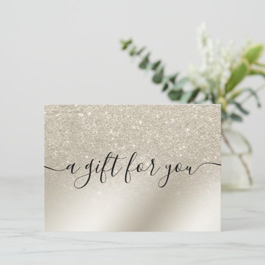 Perlgrasmehl-Glitzer-Goldgeschenkgutschein (Stehend Vorderseite)